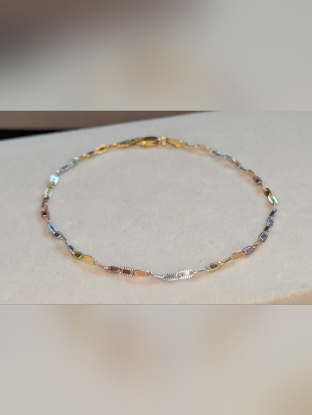 18k Tri Color Brazilian Gold Filled Anklet 10"